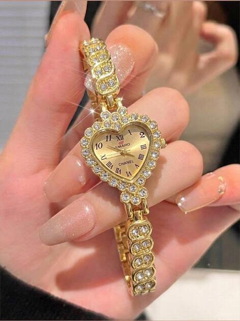 Gold Crystal Heart Women's Watch