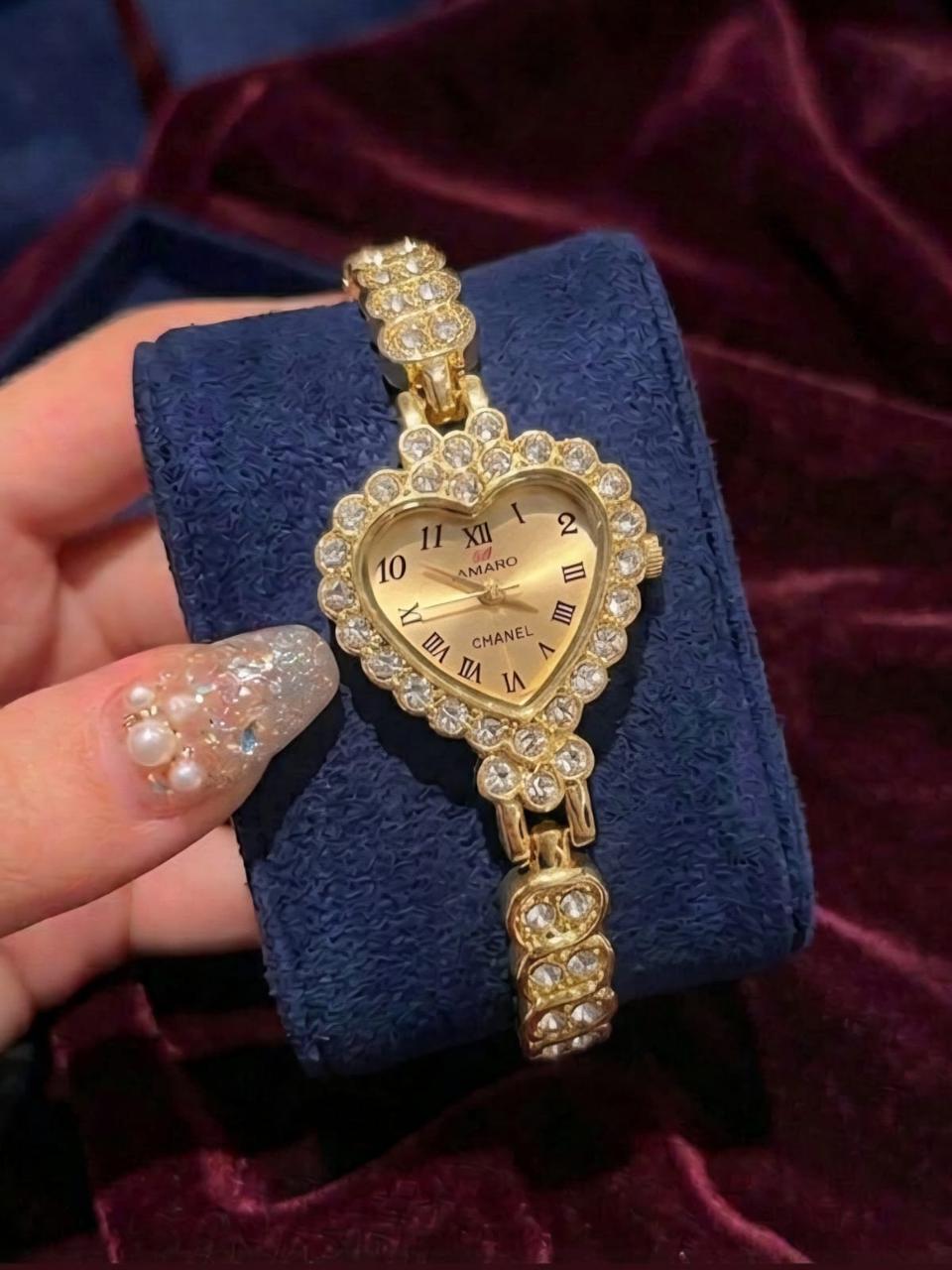 Gold Crystal Heart Women's Watch