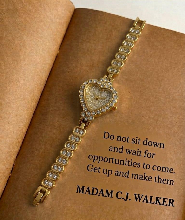 Gold Crystal Heart Women's Watch