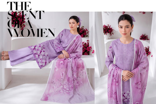 Crimson Floral Elegance 3-Piece Printed Lawn Suit